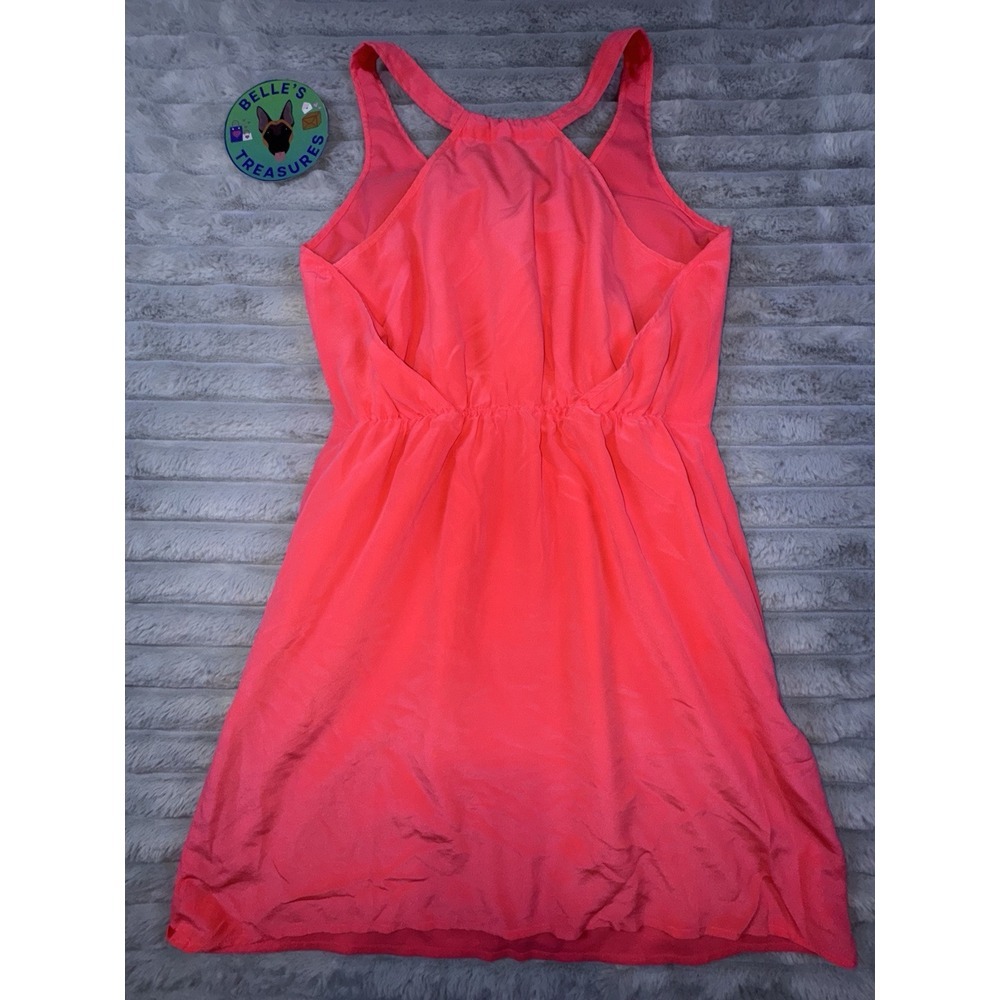Madewell Women's 0 Coral Pink 100% Silk Tank Empire Waist Mini Dress Iridescent - Picture 11 of 12